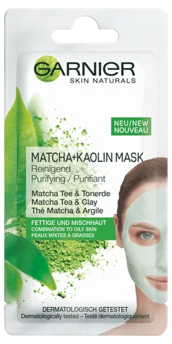 Garnier Skin Active, Purifying, Matcha + Kaolin Mask (Oczyszczająca maseczka z glinką do skóry tłustej i mieszanej)