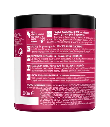 L'Oreal Paris Botanicals Fresh Care, Róża & Geranium, Nadająca blask maska do włosów farbowanych i pozbawionych blasku - 2