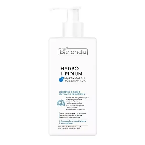 Bielenda Hydro Lipidium Maksymalna Tolerancja, Delikatna emulsja do mycia i demakijażu