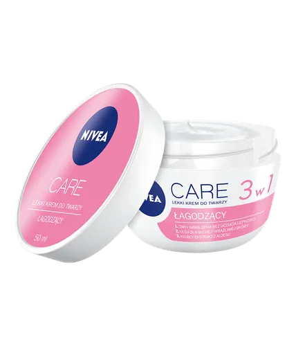 Nivea Care 3 w 1, Lekki krem do twarzy łagodzący - 2