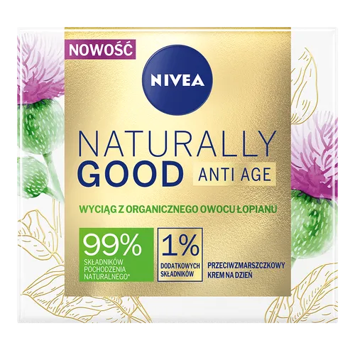 Nivea Naturally Good, Anti Age, Przeciwzmarszczkowy krem na dzień z wyciągiem z organicznego owocu łopianu