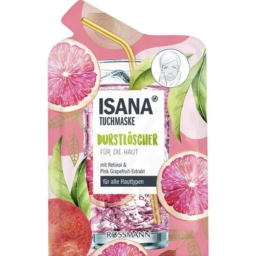 Isana Durstlöscher,  Tuchmaske mit Retinol und Pink Grapefruit Extrakt (Maska w płachcie)