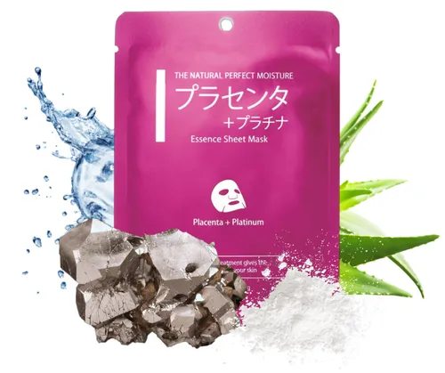 Mitomo Essence Sheet Mask Placenta + Platinum (Maska w płachcie z platyną i placentą)