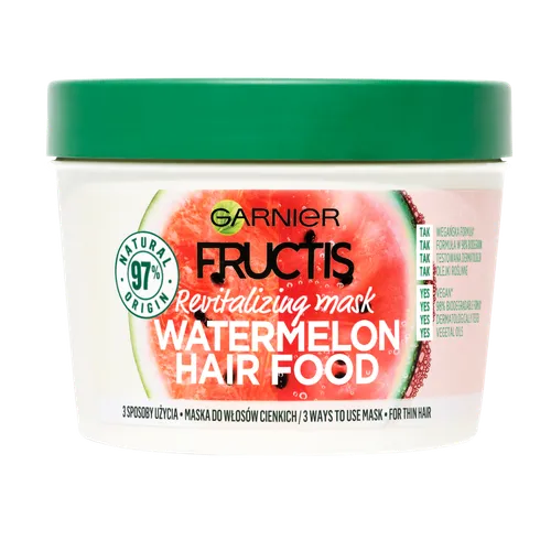 Garnier Fructis, Hair Food, Watermelon Revitalizing Mask (Rewitalizująca maska do włosów cienkich)