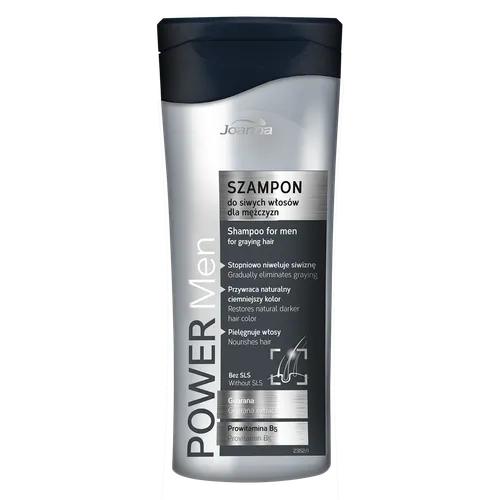 Joanna Power Hair Men, Szampon do siwych włosów dla mężczyzn  niwelujący siwiznę