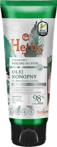 Herbs Green Idea, Kwasowy peeling do stóp dla skóry bardzo suchej `Olej konopny`