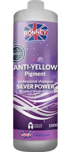 Ronney Professional Shampoo Silver Power Anti-Yellow Pigment (Szampon do włosów blond, rozjaśnianych i siwych)