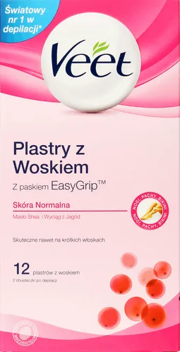 Veet Plastry do depilacji na zimno dla skóry normalnej z masłem shea i wyciągiem z czerwonych jagód - 1