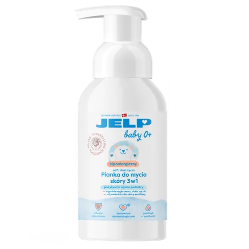 Jelp Baby 0+, Hipoalergiczna pianka do mycia skóry 3w1