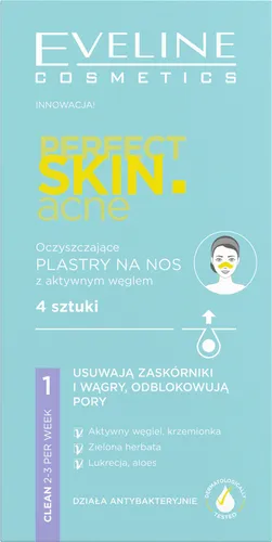 Eveline Cosmetics Perfect Skin. Acne, Oczyszczające plastry na nos z aktywnym węglem