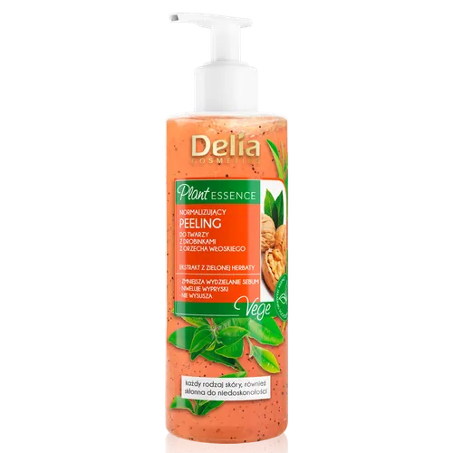 Delia Plant Essence, Normalizujący peeling do twarzy z drobinkami z orzecha włoskiego