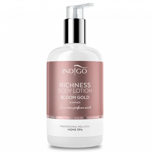 Indigo Nails Lab Home Spa, Richness, Body Lotion Bloom Gold Shimmer (Perfumowany balsam do ciała z drobinkami złota)