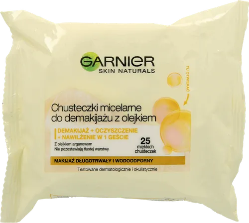 Garnier Skin Naturals, Chusteczki micelarne do demakijażu z olejkiem