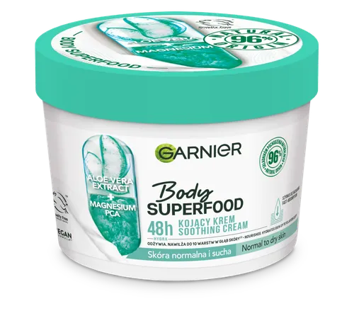 Garnier Body Superfood, Aloe Vera Extract + Magnesium PCA 48H Soothing Cream (Kojący krem do ciała z ekstraktem z aloesu i solą magnezową)