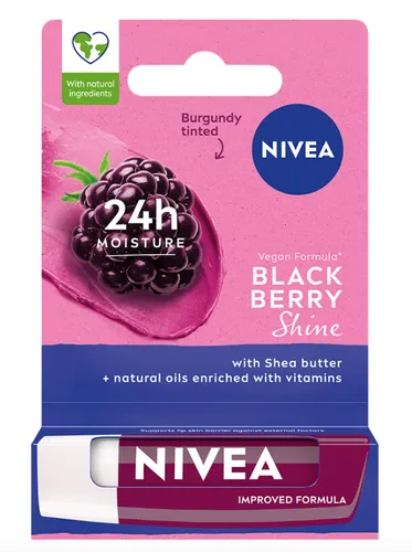 Nivea 24H Moisture, Blackberry Shine, Lip Balm (Jeżyna, Ochronny balsam do ust)