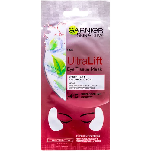 Garnier SkinActive, Hydra Bomb Augen-Tuchmaske Gruentee Extrakt Hyaluronsaeure [Skin Active, Ultra Lift, Eye Tissue Mask] (Maska w płachcie pod oczy z ekstraktem z zielonej herbaty i z kwasem hialuronowym) - 1