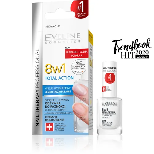 Eveline Cosmetics Nail Therapy Professional, Skoncentrowana odżywka do paznokci, 8w1 (nowa wersja) - 1