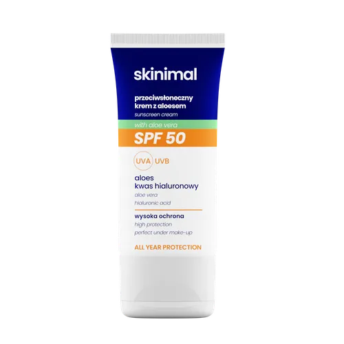 Skinimal Przeciwsłoneczny krem z aloesem i kwasem hialuronowym SPF50